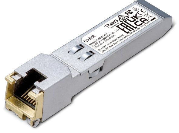 TP-Link TL-SM5310-T 10G BASE-T RJ45 SFP+ Module, Transmit data up to 30m* at 10 Gbps, Support DDM, Support TX Disable function, Metallic EnclosuRR TP-Link TL-SM5310-T 10G BASE-T RJ45 SFP+ Module, Transmit data up to 30m* at 10 Gbps, Support DDM, Support TX Disable function, Metallic EnclosuRR
